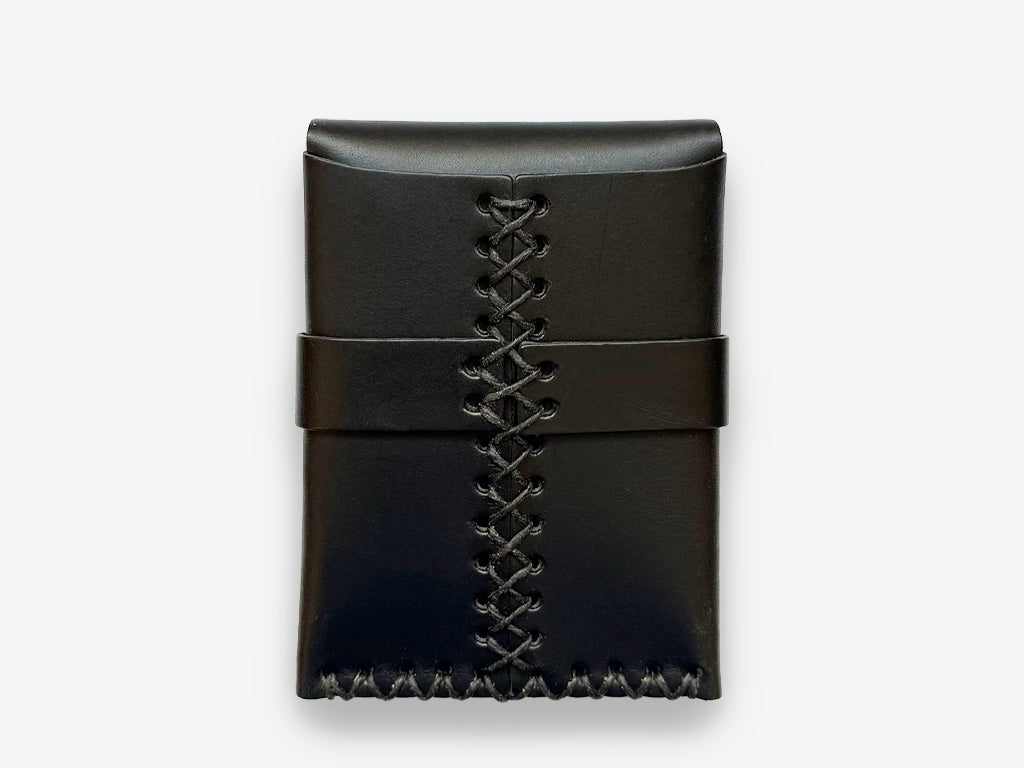 No. 155-GD Card Case with Flap, Black