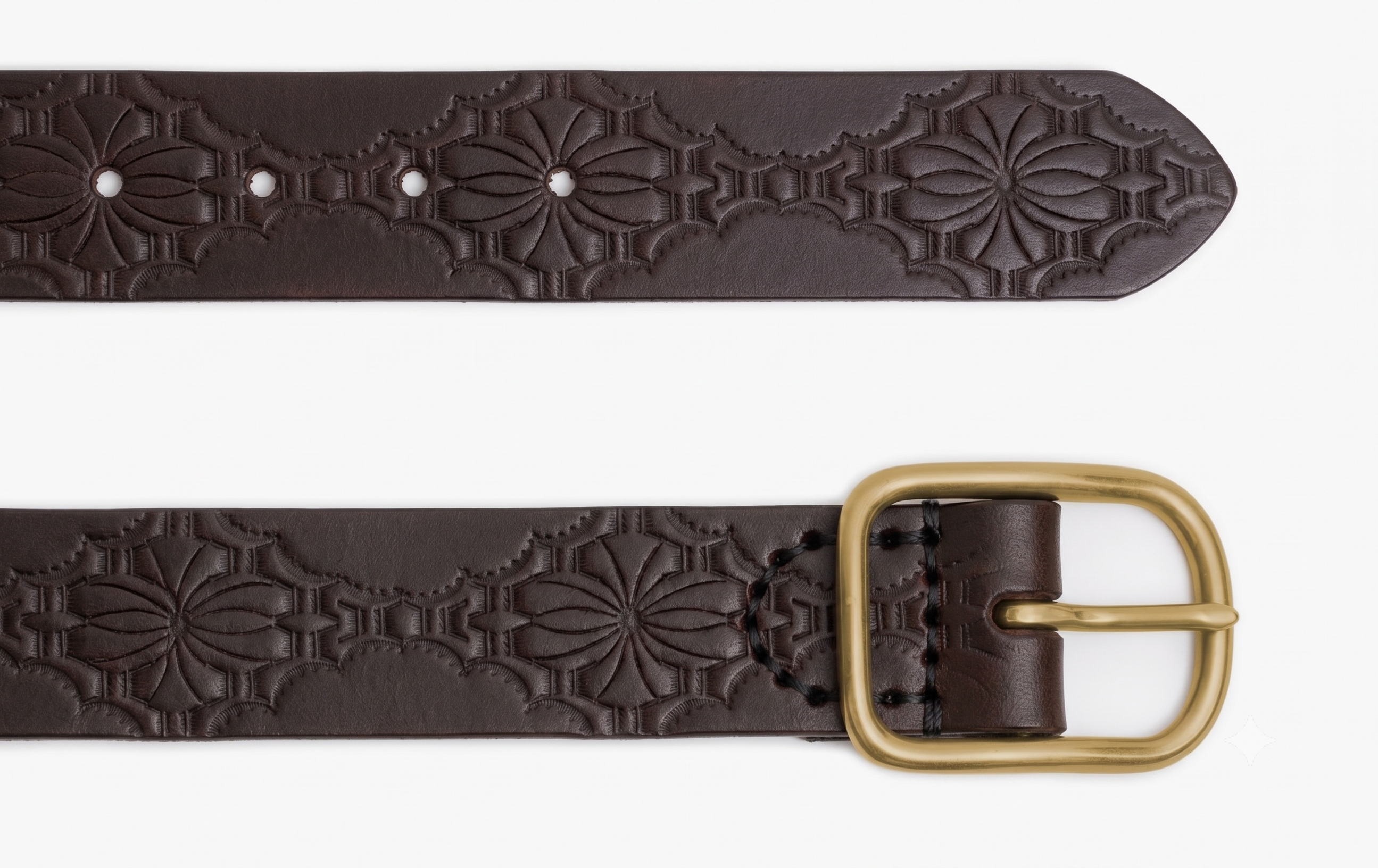 No. 288 Western Debossed Center Bar Belt, Dark Brown