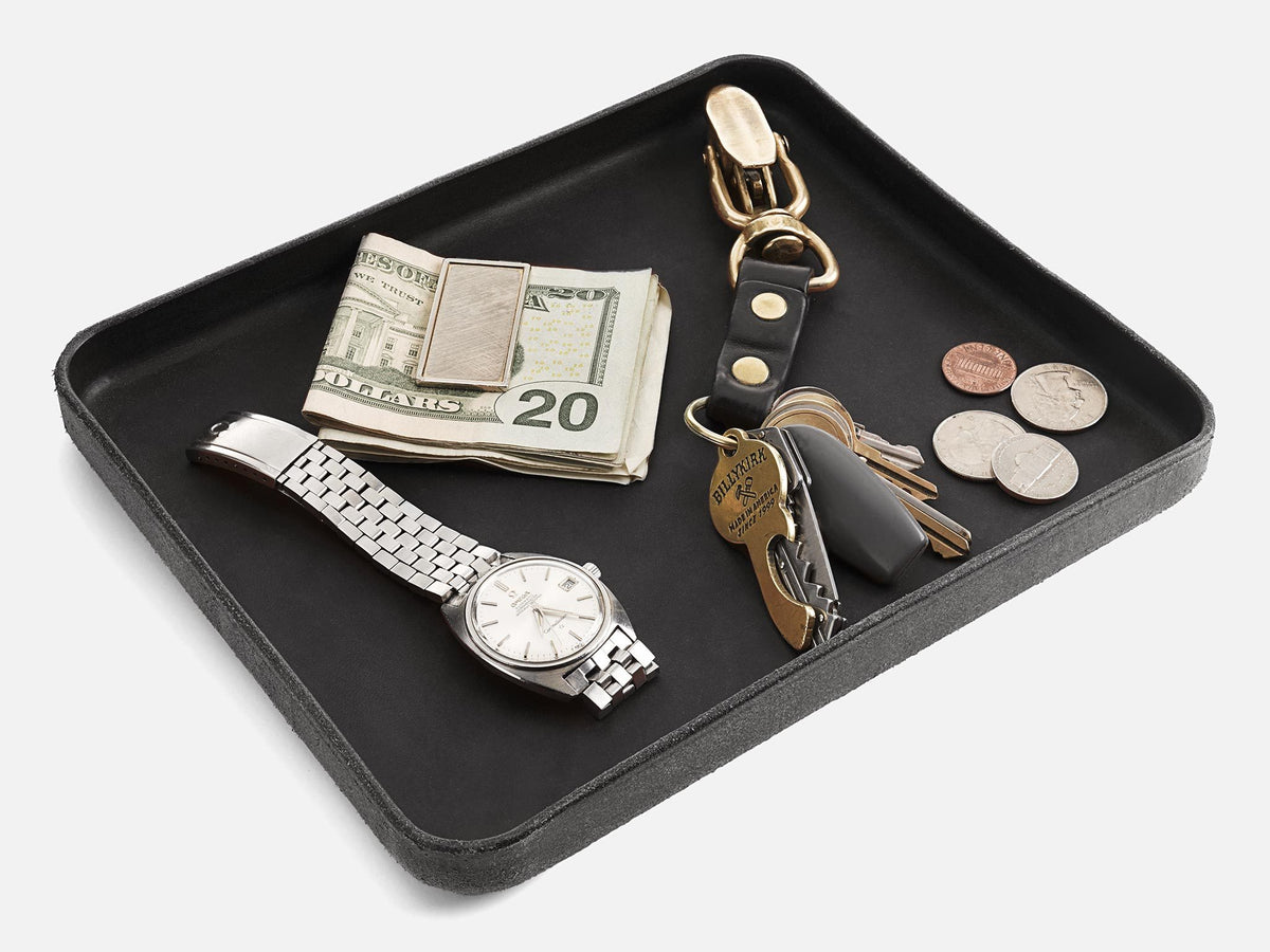 No. 471-GD Large Leather Valet Tray Stealie, Black